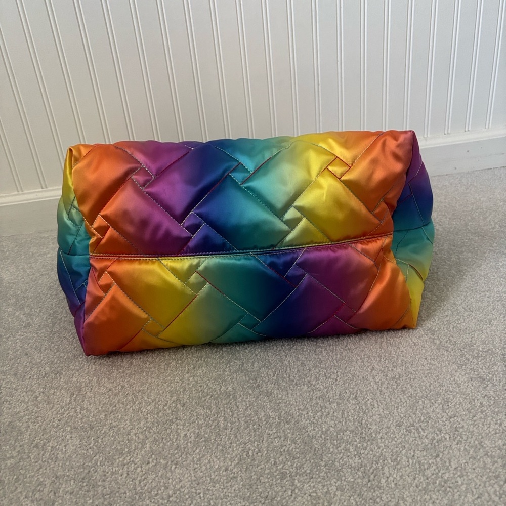 Kurt Geiger Quilted Nylon Large Shopper Rainbow Tote Shoulder Bag Rare - Picture 5 of 9